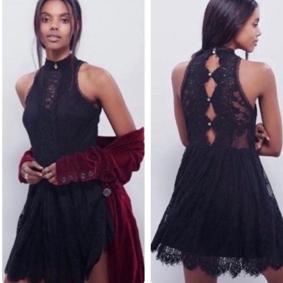 Free People Verushka Lace High Neck Mini Dress - Picture 1 of 13